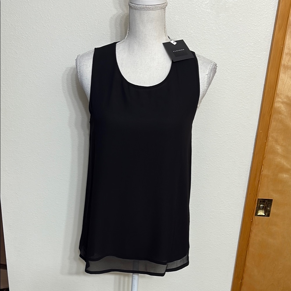 NWT Pleione Black See Through Sleeveless Blouse Size XS
